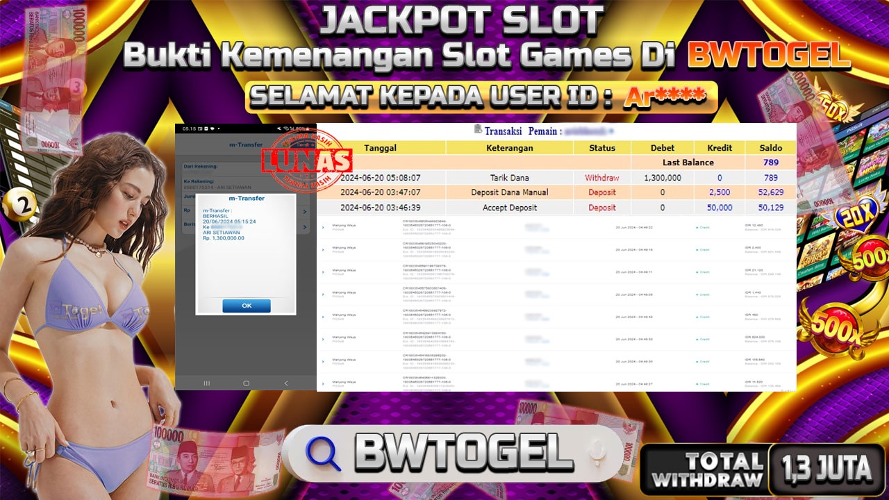 BUKTI JACKPOT SLOT MAHJONG WAYS TERPERCAYA DI INDONESIA TGL 20-06-2024